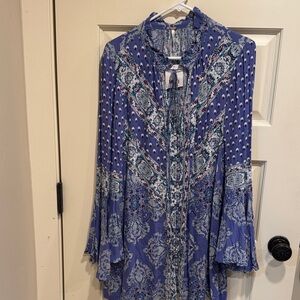 NWT Free People Boho Floral Print Purple Tunic Dress size M